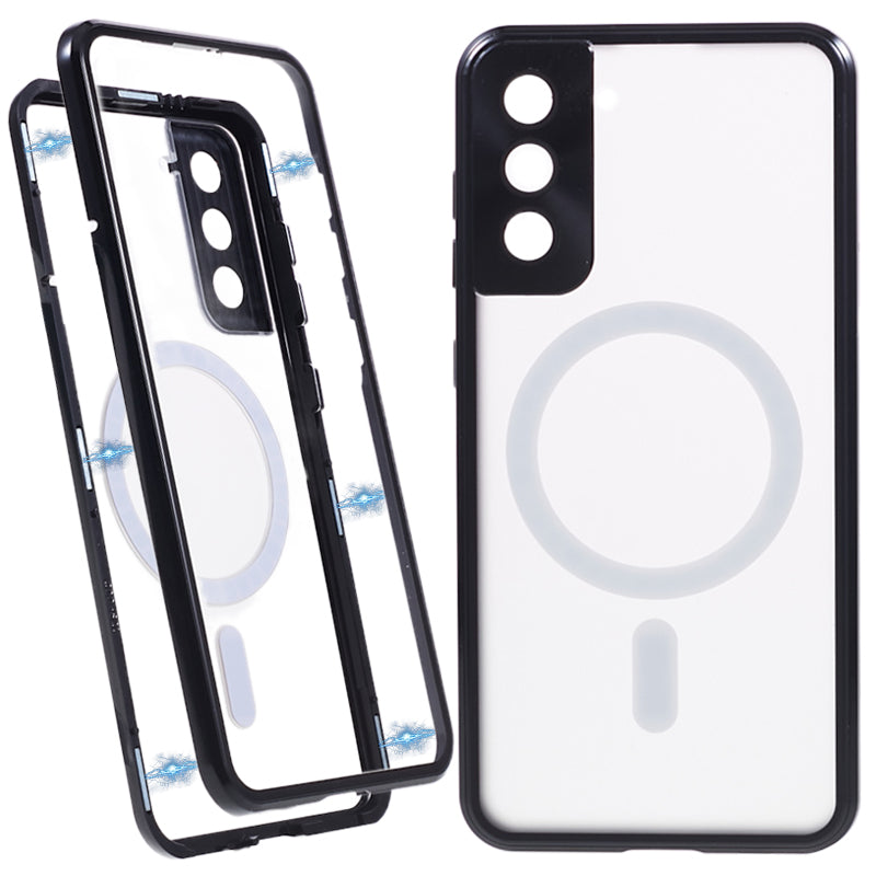 For Samsung Galaxy S21 5G Double-sided Protection Case Magnetic Metal Frame Tempered Glass Back Frosted PC Phone Cover For Samsung Galaxy S21 5G Double-sided Protection Case Magnetic Metal Frame Tempered Glass Back Frosted PC Phone Cover